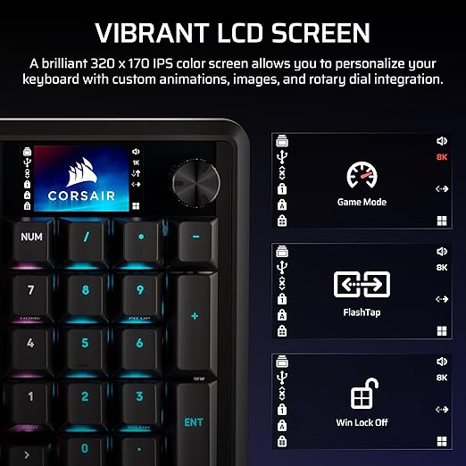 Corsair Vanguard PRO 96 Wired Hall Effect Magnetic Mechanical Gaming Keyboard – 96% Layout MGX Hyperdrive Switches 8000Hz Polling Rapid Trigger Virtual Stream Deck SOCD Flashtap QWERTY US