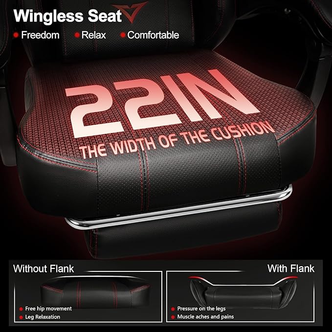 VITESSE Big and Tall Gaming Chair 400lb Weight Capacity with Footrest Ergonomic Video Game Chair for Adults with Oversized Headrest and Lumbar Pillow Computer Chair Gaming for Office
