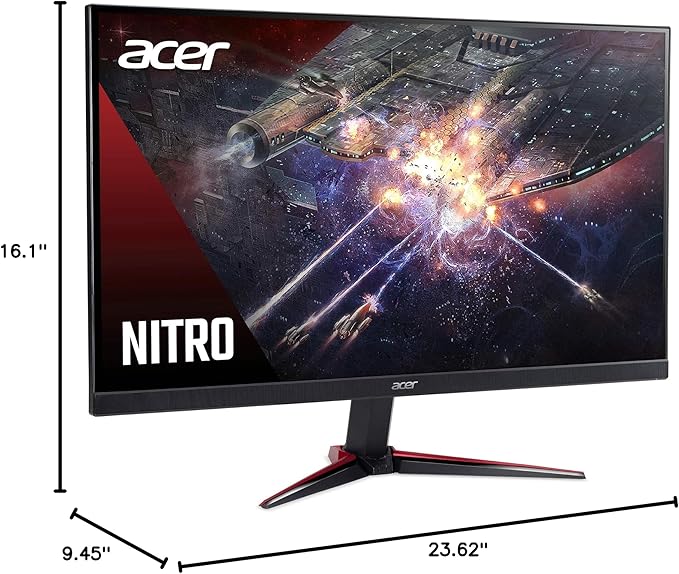acer Nitro VG240Y Sbiip 23.8” Full HD (1920 x 1080) IPS Gaming Monitor | AMD FreeSync Technology | 165Hz Refresh Rate | Up to 0.5ms | 99% sRGB | 1 x Display Port 1.2 &amp 2 x HDMI 2.0