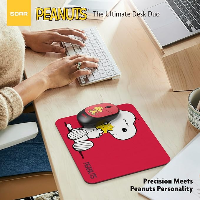 SOAR Peanuts Mouse &amp Mouse Pad Combo Red- Hug
