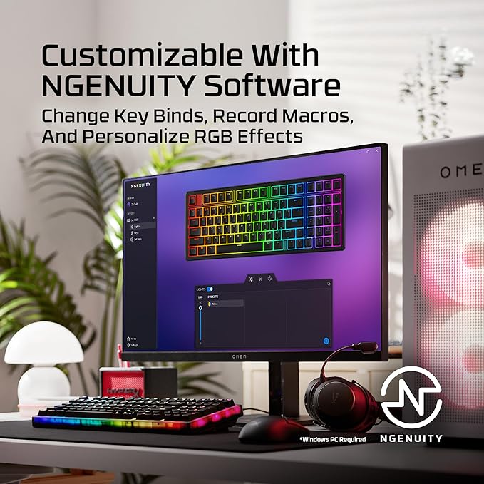 HyperX Origins 2 1800 – Gaming Keyboard PC Swappable Housing Hotswap Switches High Profile 1800 Layout 8k Polling Adjustable Angle Mechanical Switches