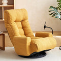 Yoglad Japanese Style Chaise Lounge Sofa with Phone Holder 360-Degree Swivel Chair Floor Gaming Chair Lazy Sofa for Reading Game Meditating 3 Adjustable Positions (Teddy Yellow)
