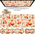 Large XXL Gaming Desk Mat 31.5x 11.8 Ergonomic Keyboard Wrist Rest &amp Mouse Pad Wrist Rest + Coaster Set Non-Slip Base Memory Foam Office and Home Little Fox