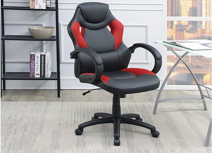 Racing Style Gaming Chair High Back Office Chair with Adjustable Height Red Black Arm Chair Ergonomic Computer Suitable for Comfortable and Casual Use