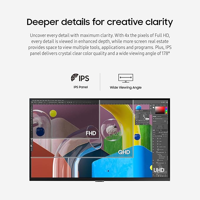 Samsung 27-Inch ViewFinity S80PB Series UHD Computer Monitor DCI-P3 98% VESA DisplayHDR 400 IPS Panel Matte Display USB-C PIP/PBP Intelligent Eye Care LS27B804PXNXGO