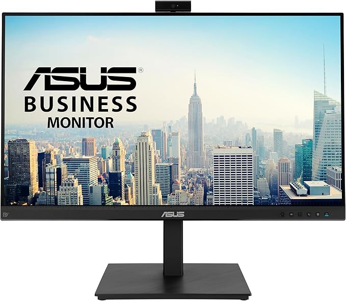 ASUS 27” 1080P Video Conference Monitor (BE279QSK) - Full HD IPS Built-in Adjustable 2MP Webcam Mic Array Speakers Eye Care Wall Mountable Frameless HDMI DisplayPort VGA Height Adjustable