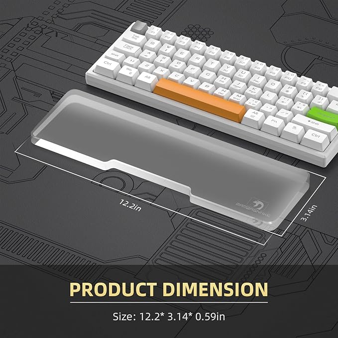 SELORSS Acrylic Keyboard Wrist Rest - Mini 61Key Keyboard- Mechanical Keyboards Ergonomic Palm Rest for Computer KeyboardAnti-Slip BaseWrist Pad for LaptopOffice &amp Home-Easy Typing