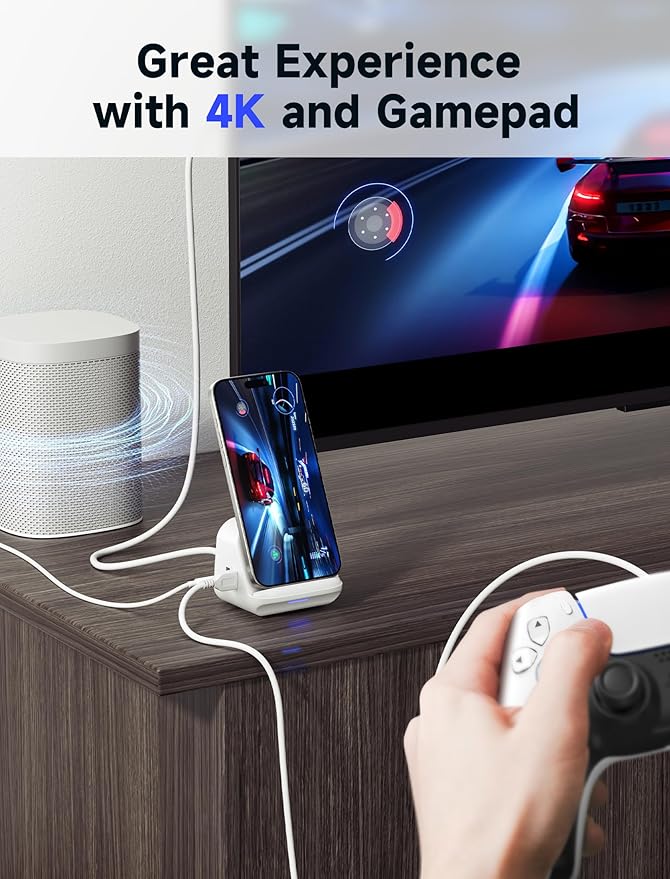 JSAUX USB C Docking Station Stand for Samsung Dex 8-in-1 Multiport Hub with Phone Stand 4K HDMI USB 3.0 5Gbps SD/TF Card Slots60W PD Compatible with Samsung S24 Pixel 8/8 Pro iPhone 15 Series