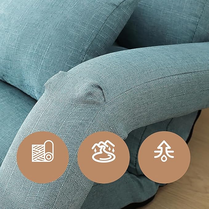 ELEFOCUS Adjustable Foldable Lazy Sofa Chair - 6 Positions Indoor Chaise Lounge with Armrests Backrest Portable Floor Bed(B)