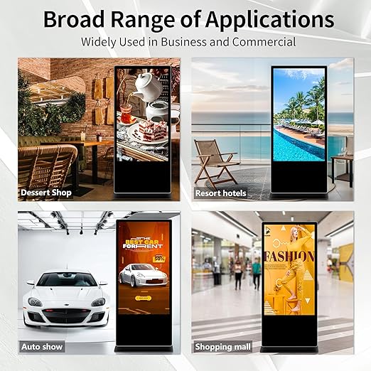 55 Inch Digital Signage Display 4K UHD G+G Capacitive Touch Panel Floor Standing Advertising Screen Commercial LCD Totem Interactive Kiosk with USB/HDMI-in Android 11 (2+32GB)