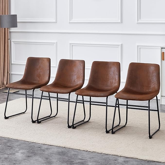 Retro Brown Suede Chair Comfortable Seat Suitable for Industrial and Vintage Style Settings.
