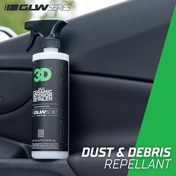 3D SiO2 Interior Detailer GLW Series | Ultimate Deep Cleaning | Ultra Ceramic Protectant |Safe on Leather Vinyl Plastic &amp More | Removes Dust Dirt Grease | DIY Car Detailing | 64 oz