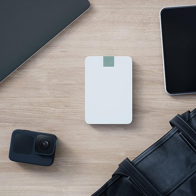 Seagate Ultra Touch HDD 2TB External Hard Drive - 7mm Cloud White Post-Consumer Recycled Material 6mo Dropbox and Mylio Rescue Services (STMA2000400)