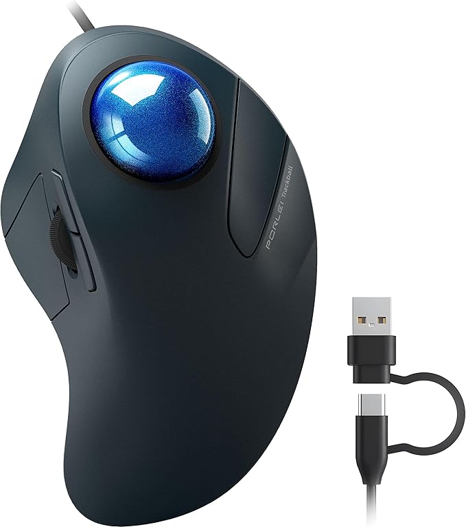 Wired Trackball Mouse for Large Hands Ergonomic Design Reduces Wrist &amp Muscle Strain Precision Tracking with Easy Index Finger Control Compatible with PC Laptop Windows Mac Blue