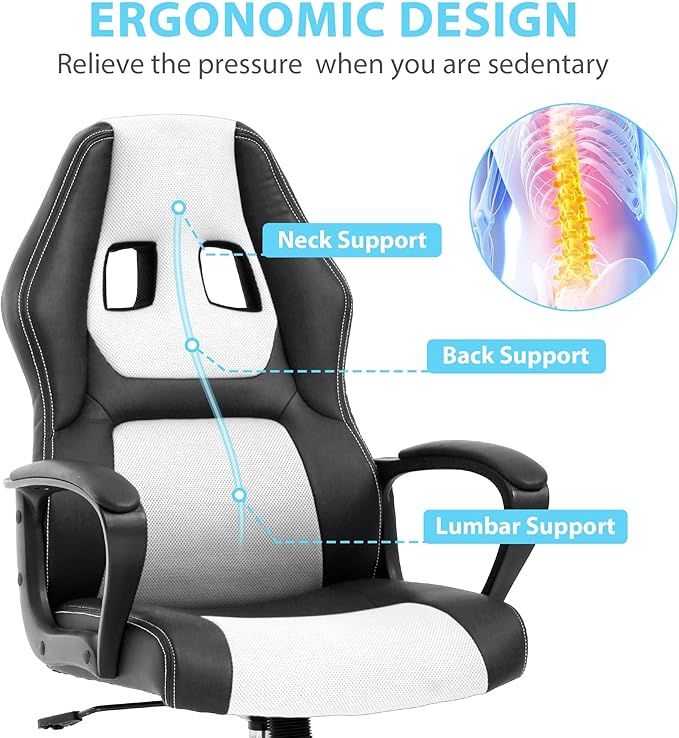 Swivel Gaming Chair Comfortable Cheap Gamer Chair for Adults with Lumbar Support Video Game Chairs with Wheels for Teens Desk Chair Gaming with Adjustable Height
