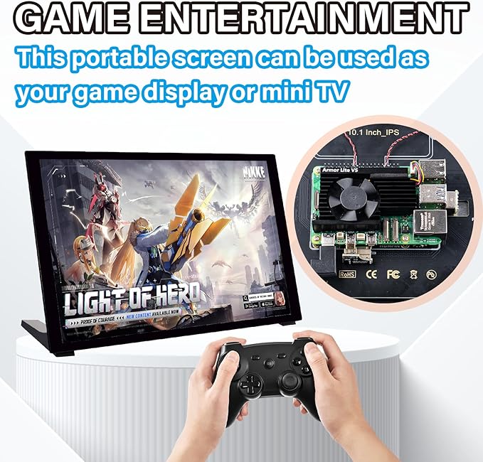 GeeekPi 10.1 inch Capacitive Touchscreen for Raspberry Pi HDMI Monitor IPS 1280X800 LCD Display with Dual-Speaker for Raspberry Pi 5/4B/3B+/3B/B+ with Mount Hole to Install Raspberry Pi Board