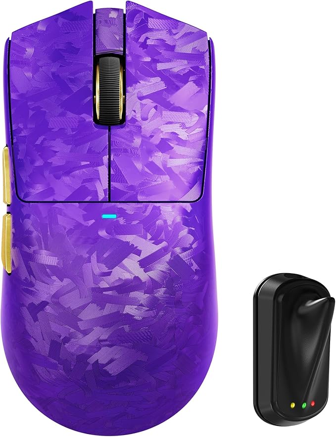 ATTACK SHARK X11 Ultra 8K Carbon Fiber Wireless Gaming Mouse with 42000 DPI-PAW3950 MAX Sensor-59g LightweightNordic 54L15 MCU ChipWired/BT/2.4Ghz100 Million ClicksProgrammable for PC Mac(Purple)