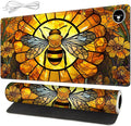 Warm Desk PadHeated Desk Pad Mouse Mat Gamingwith 3 Heating Levels &amp 3 Hours Auto Shut-OffLeather 31.5 x 13 Foot Warmer Keyboard Office MatCute Bee Floral