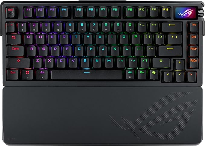 ASUS ROG Azoth Extreme Wireless Mechanical Gaming Keyboard – 75% TKL ROG NX Snow Linear Switches PBT Keycaps Aluminum Chassis Carbon Fiber Gasket Mount Color OLED Screen PC/Mac Support - Black