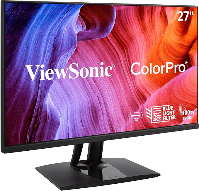 ViewSonic VP2756-2K 27 Inch IPS 1440p Ergonomic Monitor with Ultra-Thin Bezels Color Accuracy Pantone Validated 60W USB C