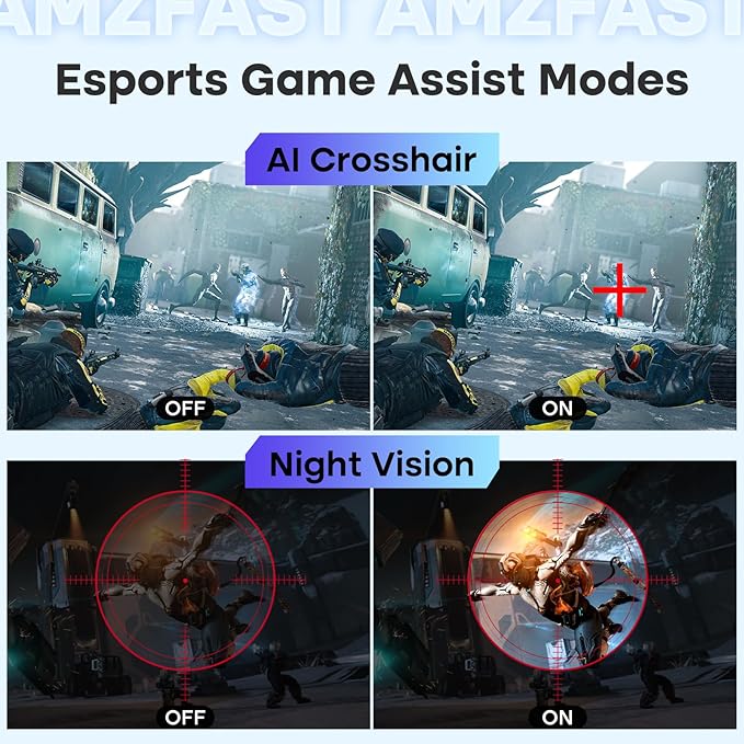 Amzfast 24 Inch Gaming Monitor 180Hz QHD 2k 2560 ×1440p Monitor 1ms G-SYNC CompatibleBuilt-in Speakers96% DCI-P3HDR10 Height Adjustable IPS Monitor with HDMI 2.0 x 2 &amp DP 1.4 x 2 AMZG24F6Q