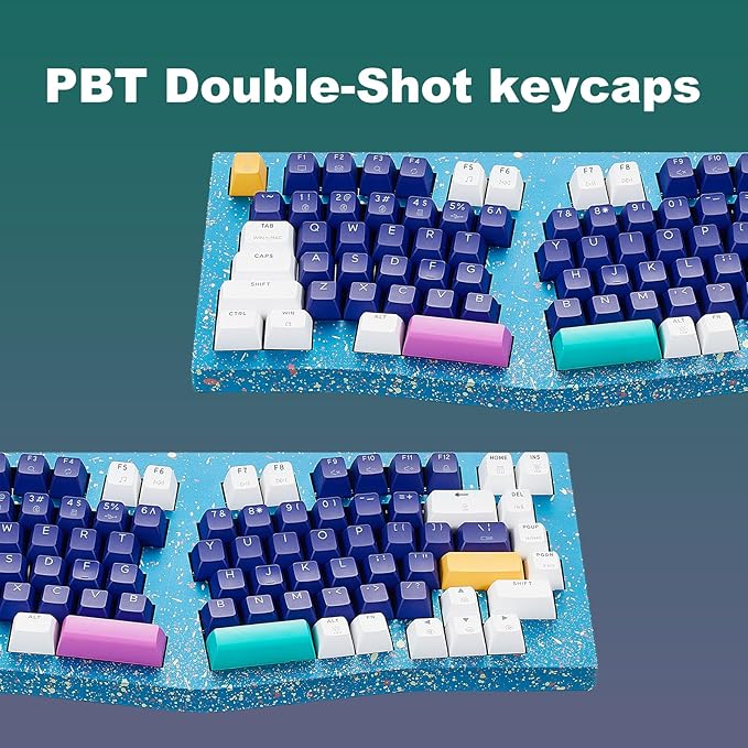 Hexgears F2 - Aluminum Custom Mechanical Keyboard Split Alice 83 Key Layout Ergonomic Keyboard Hot Swappable Slient Linear Switch BT5.0/2.4GHz/USB-C RGB Backlit for Win/Mac (Color Blue)