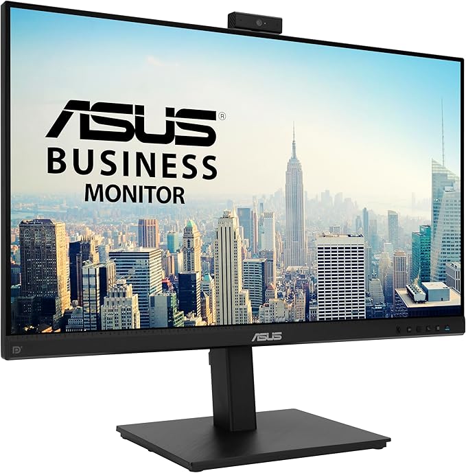 ASUS 27” 1080P Video Conference Monitor (BE279QSK) - Full HD IPS Built-in Adjustable 2MP Webcam Mic Array Speakers Eye Care Wall Mountable Frameless HDMI DisplayPort VGA Height Adjustable