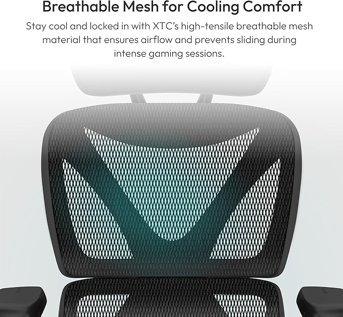 THUNDERX3 XTC Ergonomic Office Chair for Adults Gaming Chair High Back Desk Chair Synchronous Tilt Self-Adjusting Lumbar Support and Backrest Adjustable Headrest Breathable Mesh Black