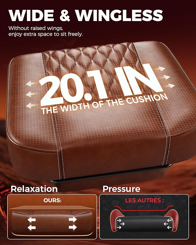 GTPLAYER Big and Tall Gaming Chair with Footrest Ergonomic Office Desk Chair with 4.4in Thick Cushion and Wide Wingless Seat Comfortable Leather Computer Chair Predator Series Chocolate Brown
