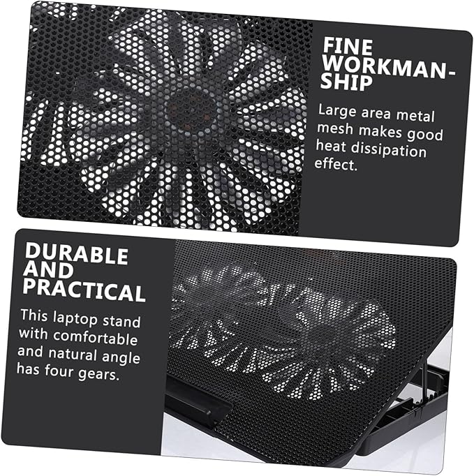 Gadpiparty 14-15.6in Laptop Radiator Cooler CPU Stand Large Metal Mesh Powered Laptop Cooler Stand for Gaming Quiet Design