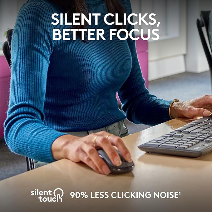 Logitech M240 for Business Silent Wireless Mouse Secure Logi Bolt USB Receiver Bluetooth Globally Certified for Windows Mac Chrome Linux iPadOS Android - Graphite