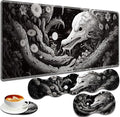 Large Gaming Mouse Pad + Keyboard Wrist Rest + Wrist Support + Coaster Set Memory Foam Ergonomic for Easy Typing XXL Extended Gaming Mouse Pad Table Pad - Black Snake