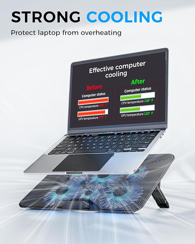 AICHESON S035 Red Laptop Cooler and 003 Blue Laptop Cooling Pad Set