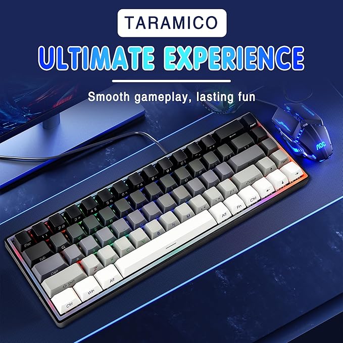 Mechanical Gaming Keyboard 65% Wired Magnetic Switch Hot Swappable RGB Backlit 68-Key Compact Mini Keyboard with Blue Switch Detachable USB-C Cable for PC Mac Gamer