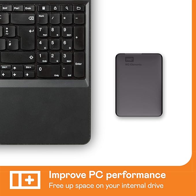 Western Digital WD 1TB Elements Portable External Hard Drive for Windows USB 3.2 Gen 1/USB 3.0 for PC &amp Mac Plug and Play Ready - WDBUZG0010BBK-WESN