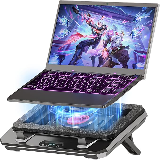 GT300 Upgraded Laptop Cooling Pad with Adjustable Stand Turbo Boosted Cooler for Rapid Cooling 10-17inch Gaming Laptop Flexible Sealing RingFeaturing Air Filtration Adjustable clamp