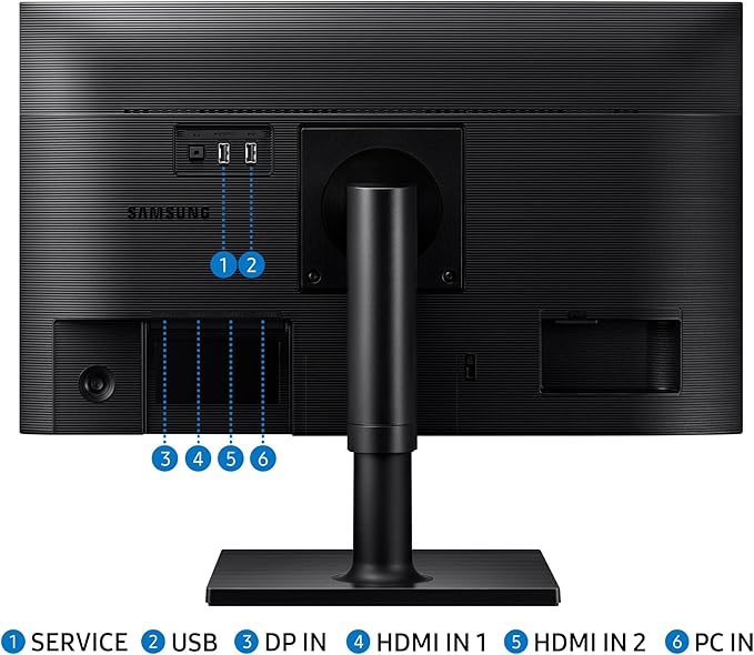 SAMSUNG FT45 Series 24-Inch FHD 1080p Computer Monitor 75Hz IPS Panel HDMI DisplayPort USB Hub Height Adjustable Stand 3 Yr WRNTY (LF24T454FQNXGO)Black