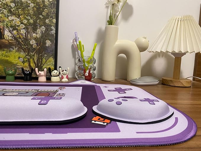 4-in-1 Large Gaming Mouse Pad Keyboard Wrist Rest Pad &amp Wrist Support Mousepad SetPastel Game Over Mousepad Cute Extended Desk Pad Waterproof Desk Mat for Home Office Study Game-Purple