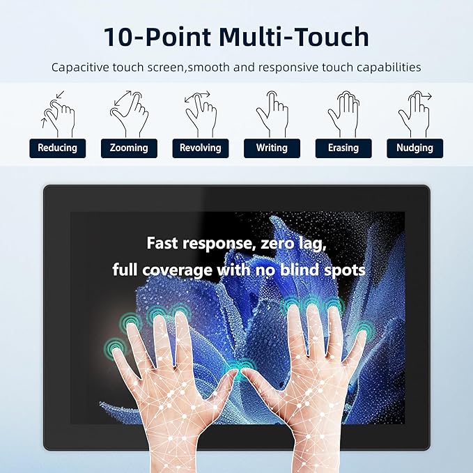 10.1 inch Industrial Touchscreen Panel PC10 Point Capacitive Touch Screen ComputerIP65 Ultra-Thin Industrial Monitorfor FactoryAutomationKioskSmall Business(I5-7200U8GB RAM 128G SSD)