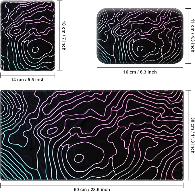 Wrist Rest for Computer Keyboard Small Mouse Pad and Desk Pad Mat 23.6 x 11.8 Set Office Desk Mat Non-Slip PU Desk Mat for Computer Laptop Office Gaming Home and Writing Pink Line