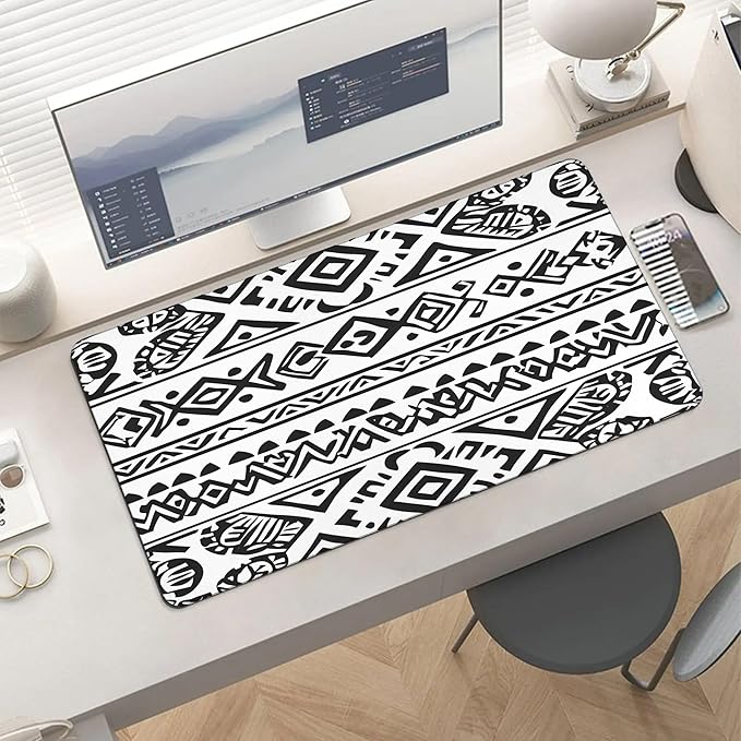 XXL Gaming Mouse Pad Boho Aztec Large Desk Mat Protector for Desktop Anti-Slip Rubber Extended Computer Keyboard Mat Writing Pad Mousepad for Work Office Home15.7 * 35.4 in A-690