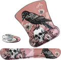 Keyboard Wrist Support + Wrist Mousepad + Coaster Combination Non-Slip PU Base with Gel Memory Mousepad Suitable for Gaming Office Pain Relief Mousepad Set - Crow Skull