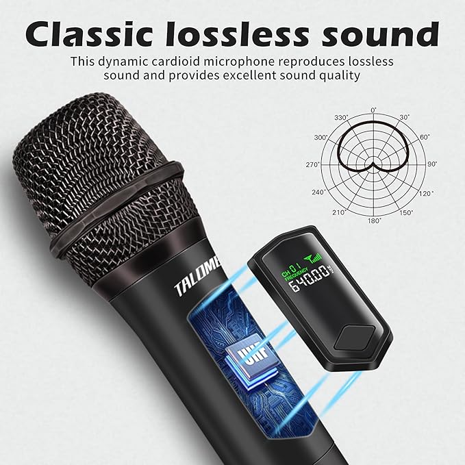 Wireless Microphone Set for Singing 2.4GHz Rechargeable Handheld Microphones System with Receiver(160 Ft) 4 Pack Cordless Dynamic Mic for Speech &amp Events Karaoke Machine Speaker PartyBox