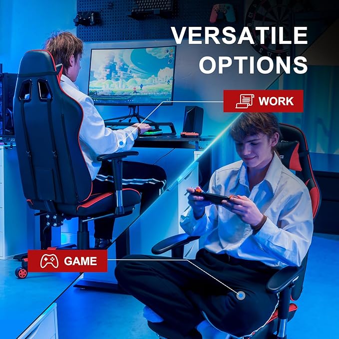 Gaming Chair with Footrest High Back Computer Chair Ergonomic Game Desk Chair Racing Executive Adjustable Swivel Rocker with Headrest and Lumbar Support