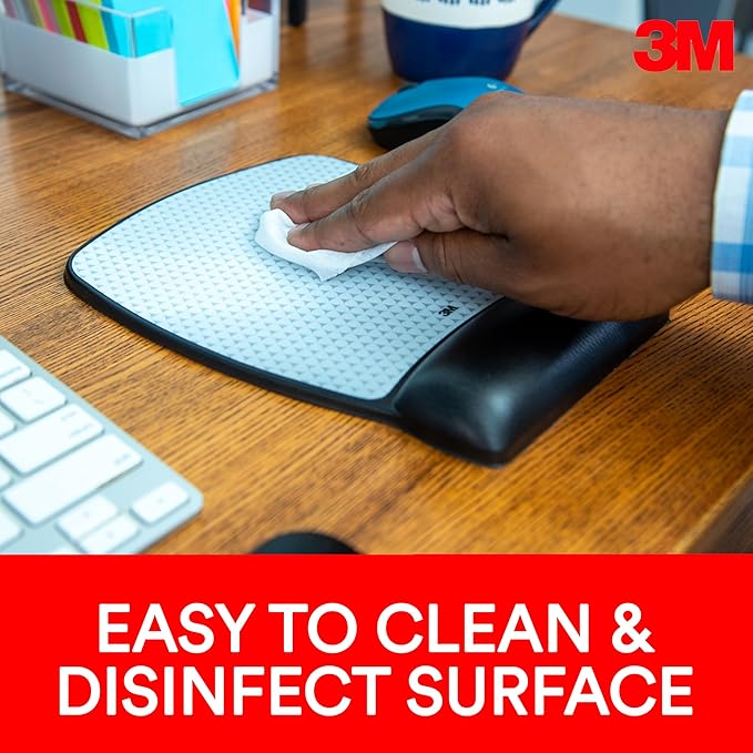 3M Precise Mouse Pad with Gel Wrist Rest Soothing Gel Comfort with Durable Easy to Clean Leatherette Cover Optical Mouse Performance 8.6 x 6.8 Black (MW309LE)