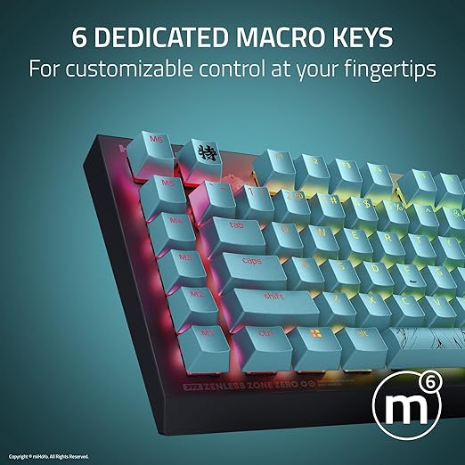 Razer BlackWidow V4 X Mechanical Gaming Keyboard: Green Switches Tactile &amp Clicky - 6 Macro Keys - Chroma RGB - Doubleshot ABS Keycaps - Sound Dampening &amp Stabilizers - Zenless Zone Zero Editi