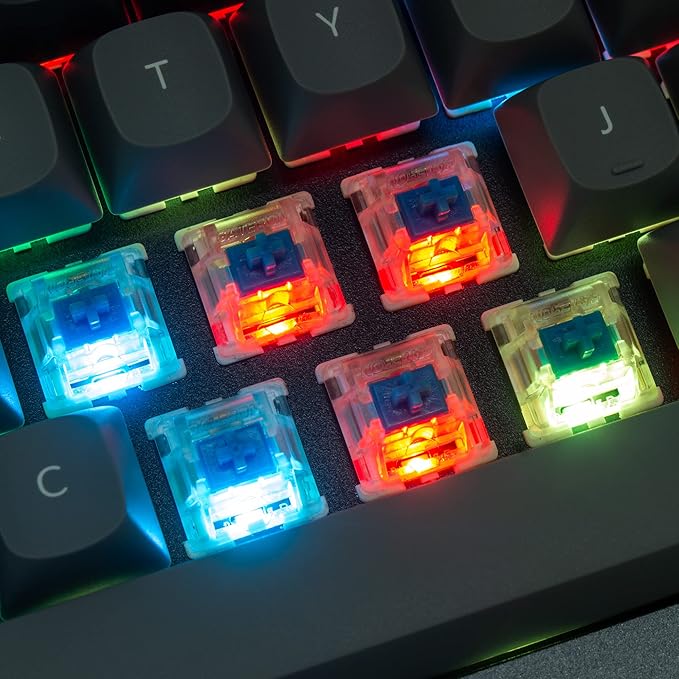 Keychron Q7 Wired Custom Mechanical Keyboard 70% Layout QMK/VIA Programmable Macro with Hot-swappable Gateron G Pro Blue Switch Double Gasket Compatible with Mac Windows Linux (Grey)