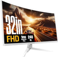 Westinghouse 32 Inch Curved Full HD White Gaming Monitor 240Hz AMD FreeSync Support Low Motion Blur 1500R Curve 1920 x 1080 for PC Games with Built in Speakers DisplayPort HDMI