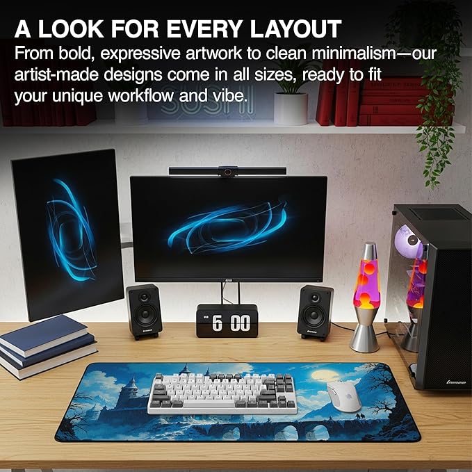 MPCO. Dark Fantasy Large Gaming Desk Pad - 36 x 17 Duraglyde Fabric The Frost King’s Castle Desk Mats - Non-slip Washable Smooth Glide for Precision Gaming &amp Work