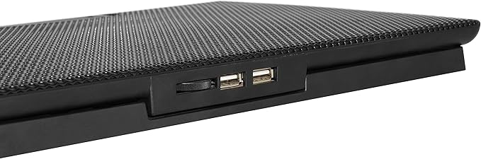 Portable Metal Mesh Laptop Cooler Cooling Pad 6 Quiet Fans w/Blue LED Light 6 Adjustable Levels Up to 17 Inch Notebook 2 USB Interface w/Speed Control Switch Non-Slip - Black (11149)
